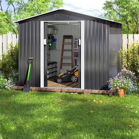 JAXPETY 8x8 FT Outdoor Storage Shed, Large Metal Shed